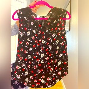 Sheer black floral blouse